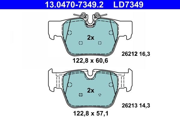 Brake Pad Set, disc brake ATE Ceramic 13.0470-7349.2