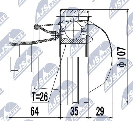 Joint Kit, drive shaft NPW-FR-070