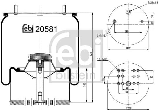 Bellow, air suspension 20581