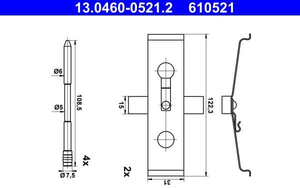Accessory Kit, disc brake pad 13.0460-0521.2