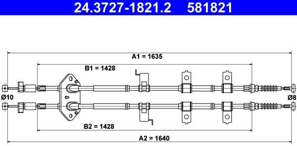 Cable Pull, parking brake 24.3727-1821.2