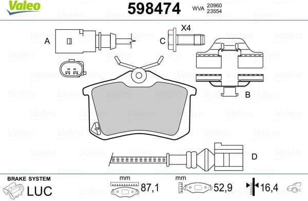 Brake Pad Set, disc brake 598474