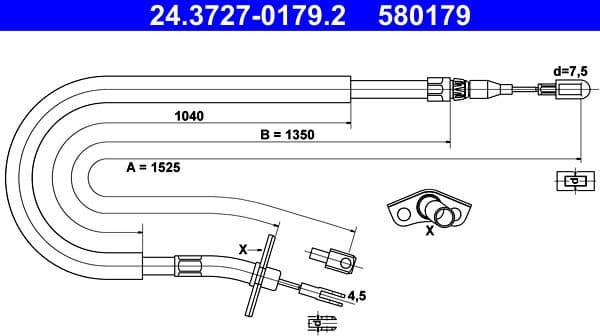 Cable Pull, parking brake 24.3727-0179.2