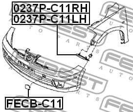 Mounting Bracket, bumper 0237P-C11LH