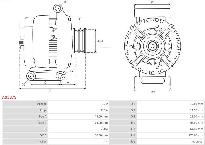 Alternator AS A0587S - image 5