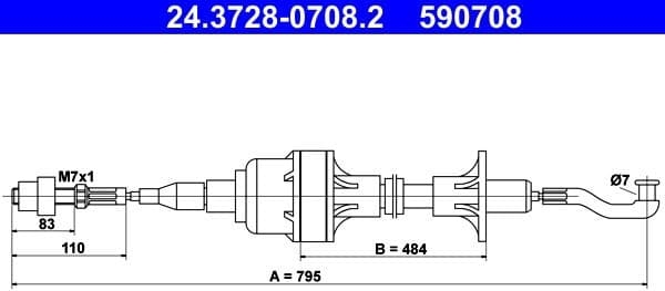 Cable Pull, clutch control 24.3728-0708.2
