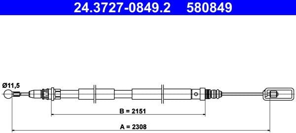 Cable Pull, parking brake 24.3727-0849.2
