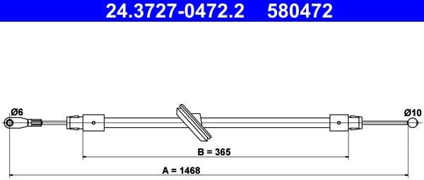 Cable Pull, parking brake 24.3727-0472.2