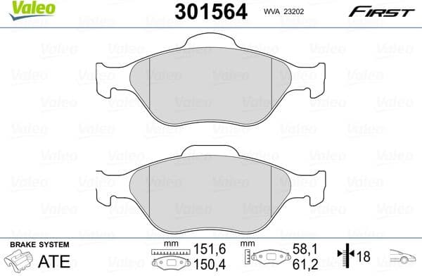 Brake Pad Set, disc brake ESSENTIAL 301564