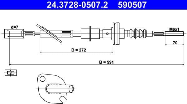 Cable Pull, clutch control 24.3728-0507.2