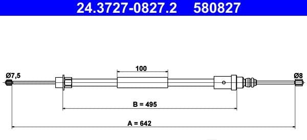 Cable Pull, parking brake 24.3727-0827.2