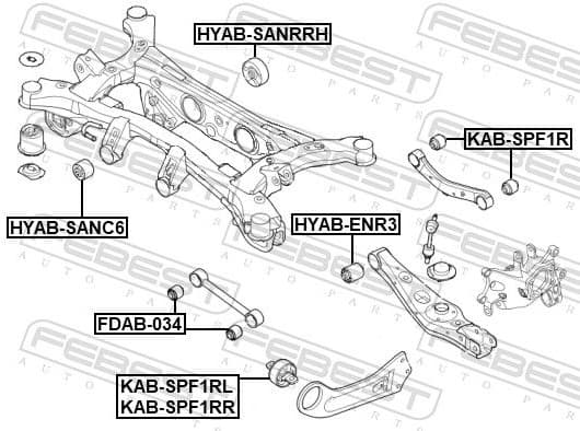 Mounting, control/trailing arm KAB-SPF1RR - image 2