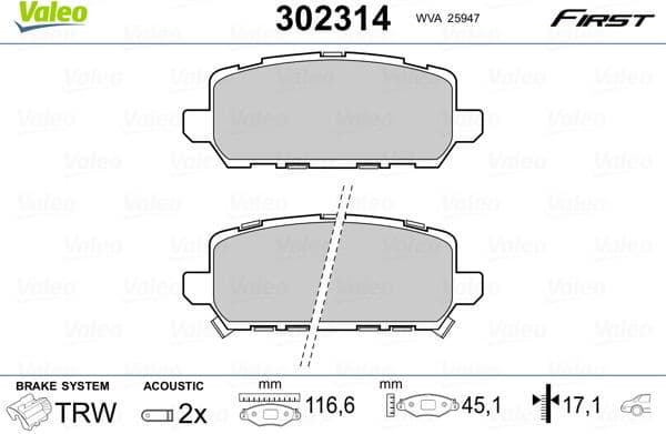 Brake Pad Set, disc brake ESSENTIAL 302314