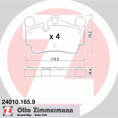 Brake Pad Set, disc brake pb:z 24010.165.9