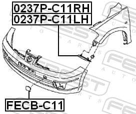 Mounting Bracket, bumper 0237P-C11RH - image 2