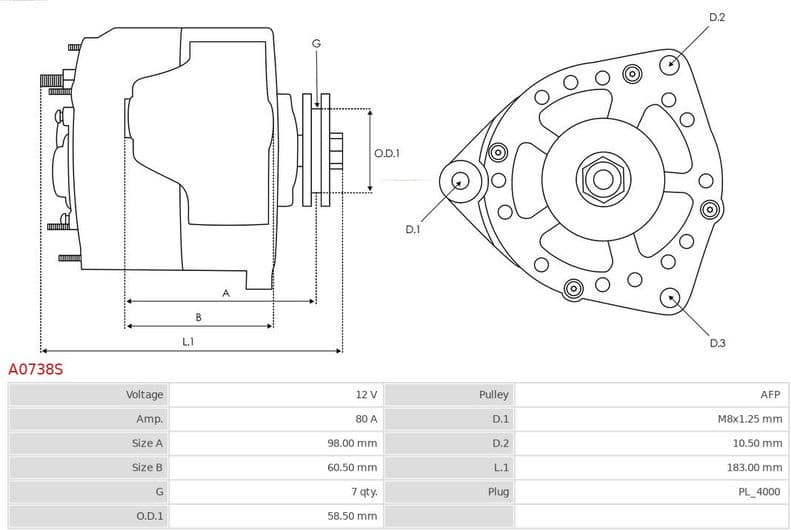 Alternator AS A0738S - image 5