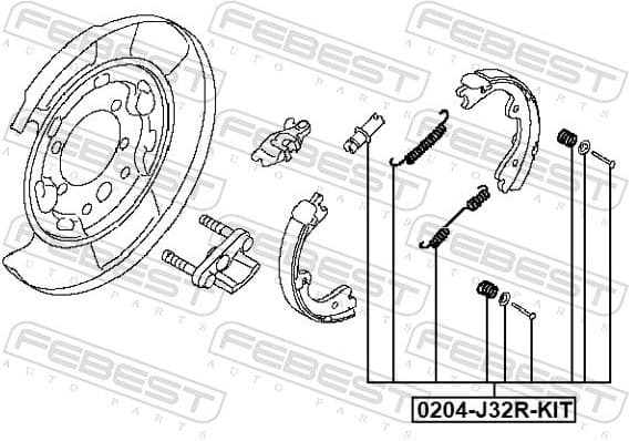 Accessory Kit, parking brake shoes 0204-J32R-KIT - image 2