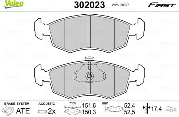 Brake Pad Set, disc brake ESSENTIAL 302023