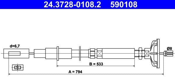 Cable Pull, clutch control 24.3728-0108.2