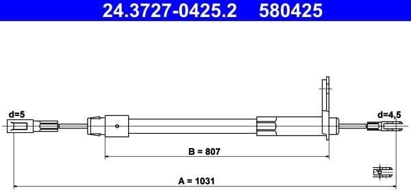 Cable Pull, parking brake 24.3727-0425.2