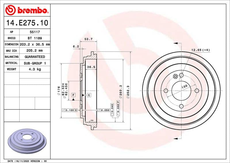 Brake Drum ESSENTIAL LINE 14.E275.10