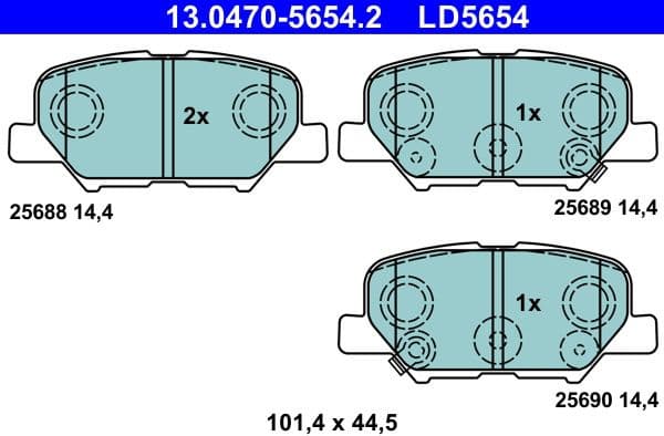 Brake Pad Set, disc brake ATE Ceramic 13.0470-5654.2