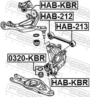 Mounting, control/trailing arm HAB-KBR