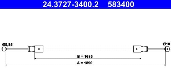 Cable Pull, parking brake 24.3727-3400.2