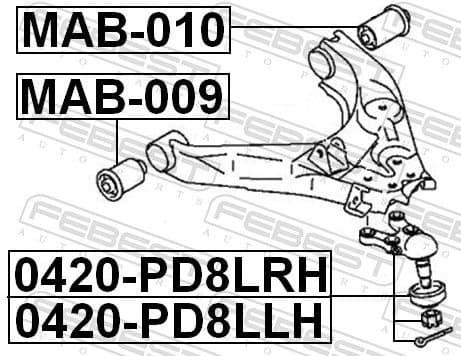 Mounting, control/trailing arm MAB-009 - image 2
