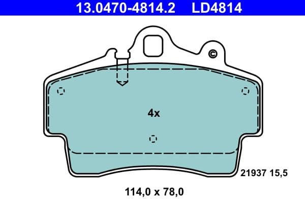Brake Pad Set, disc brake ATE Ceramic 13.0470-4814.2