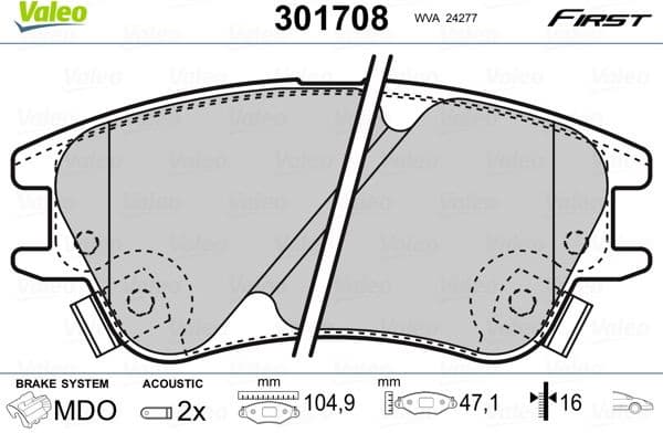Brake Pad Set, disc brake ESSENTIAL 301708