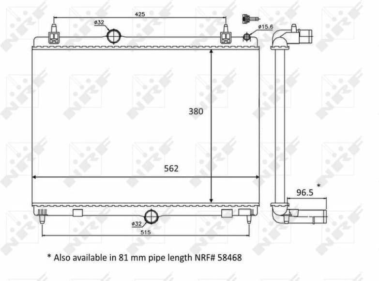 Radiator, engine cooling 58399