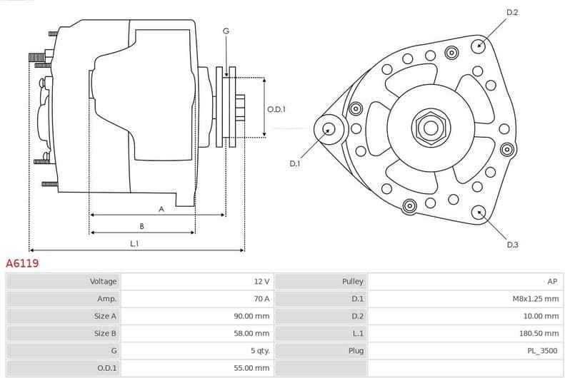 Alternator AS A6119 - image 5