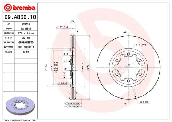 Brake Disc PRIME LINE 09.A860.10