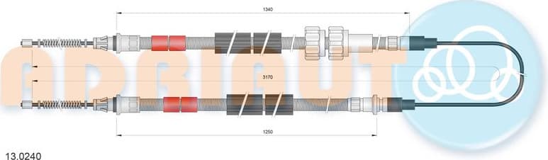 Cable Pull, parking brake 13.0240