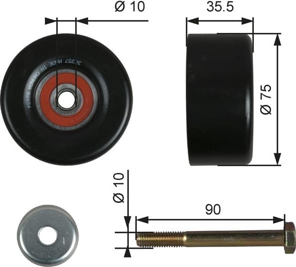 Deflection/Guide Pulley, V-ribbed belt DriveAlign™ T36357