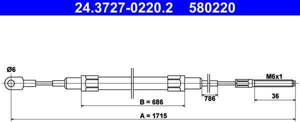 Cable Pull, parking brake 24.3727-0220.2