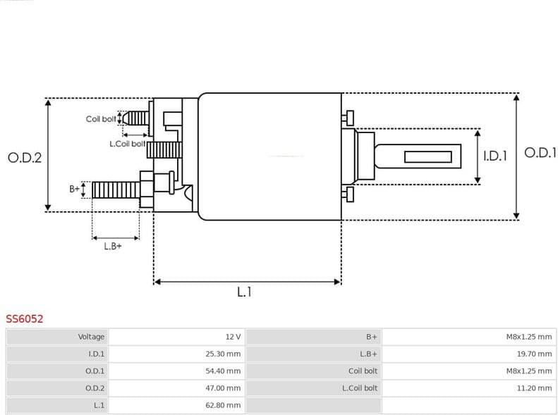 Solenoid Switch, starter AS SS6052 - image 2