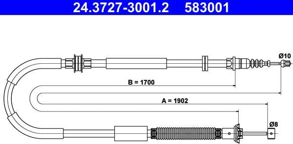 Cable Pull, parking brake 24.3727-3001.2