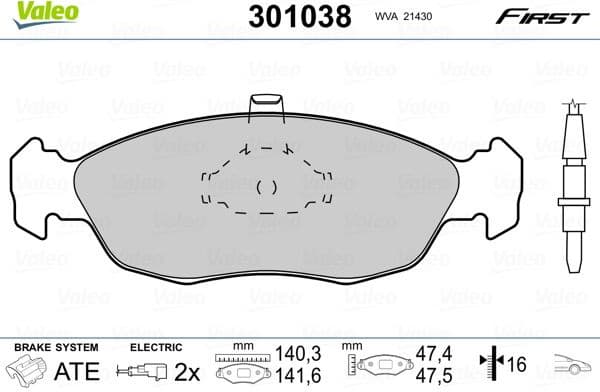 Brake Pad Set, disc brake ESSENTIAL 301038