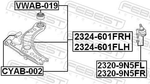 Control/Trailing Arm, wheel suspension 2324-601FLH - image 2