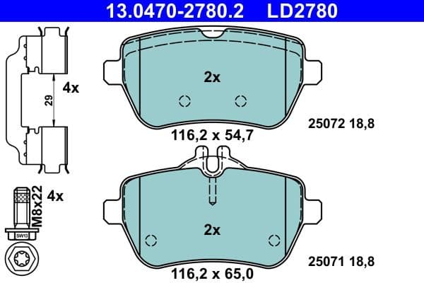 Brake Pad Set, disc brake ATE Ceramic 13.0470-2780.2