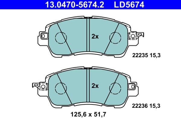 Brake Pad Set, disc brake ATE Ceramic 13.0470-5674.2