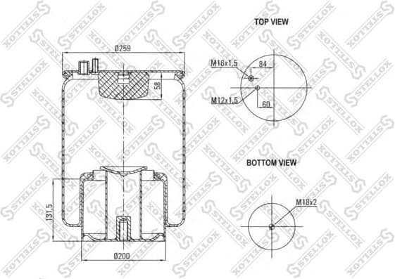Bellow, air suspension 84-00134-SX