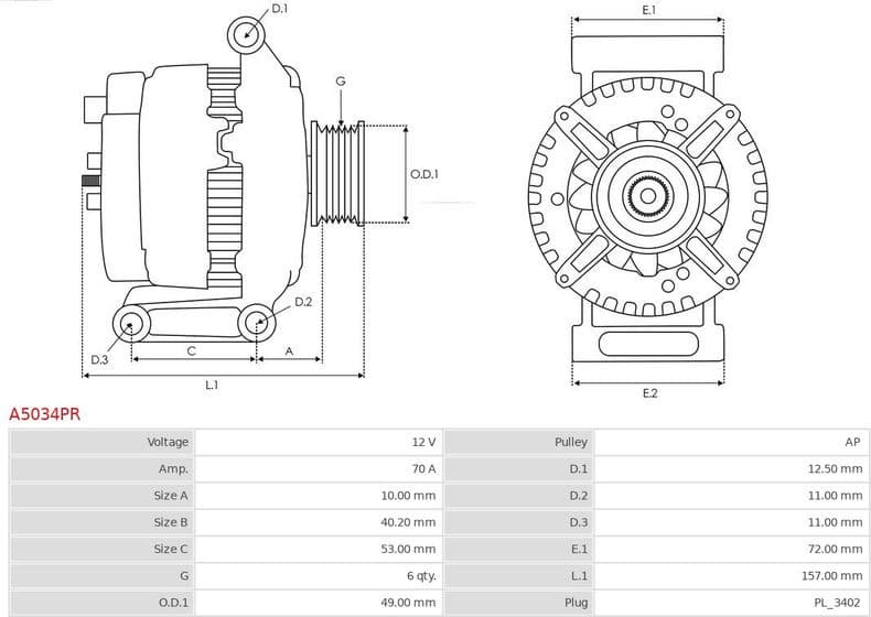 Alternator Remanufactured AS A5034PR - image 5