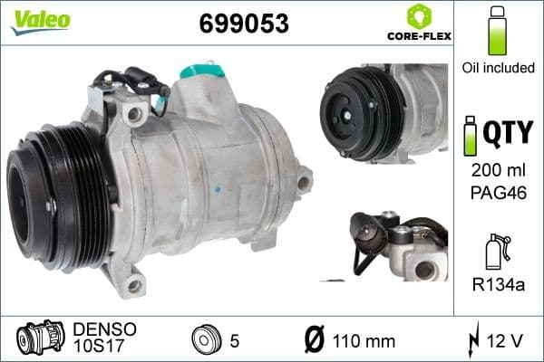 Compressor, air conditioning VALEO CORE-FLEX 699053