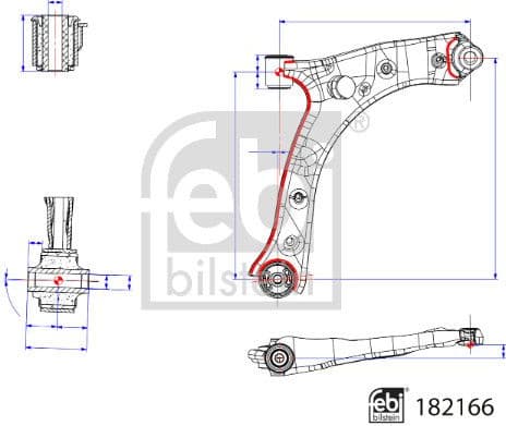Control/Trailing Arm, wheel suspension 182166