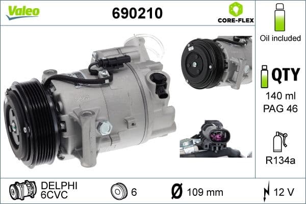 Compressor, air conditioning VALEO CORE-FLEX 690210