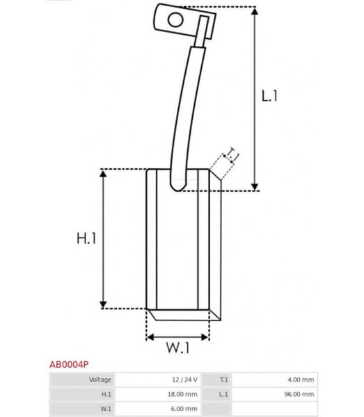 Carbon Brush, alternator AS AB0004P - image 2