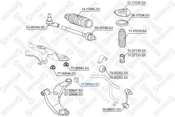 Mounting, control/trailing arm 77-00642-SX